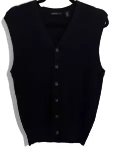 Vintage VanHeusen Studio Black Knit Button Down Vest XL - Picture 1 of 3