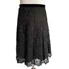 Anna Sui Black Lace A-line Skirt with Velvet Waistband