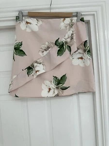 Pink Green Ivory Floral Skirt With Diagonal Frill Size Uk 12 - Picture 1 of 6