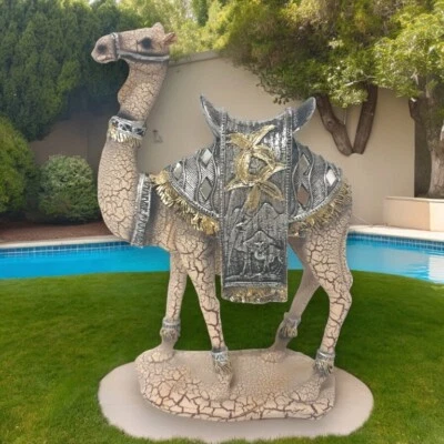 Single Camel Statue In Antique Crackle Finish - Free Postage - image 1 of 4