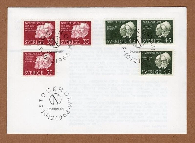 Sweden nobel prize 1968  FDC - Image 1 of 1