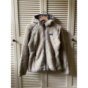 Patagonia Women’s Deep Pile Retro X Teddy Fleece Full Zip Hood Jacket Cream Sz M - Picture 1 of 11