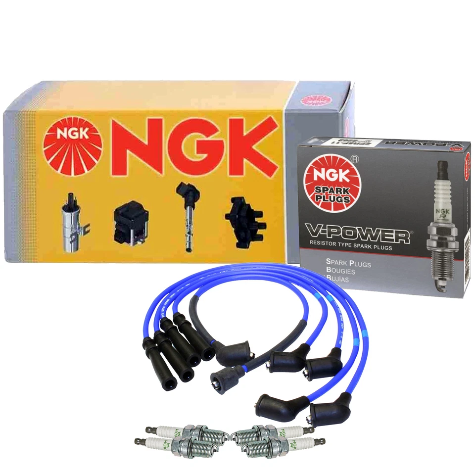 Kit de cables NGK y 4 bujías de alimentación en V para Mazda 1.6 MX-3 1.8 Protege L4 SOHC Foto 1 de 1