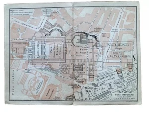 Carta geografica antica Mappa ROMA FORI IMPERIALI FORO pianta TCI 1925 Old map - Foto 1 di 6