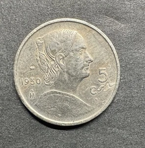 Mexico 1950 5 Five Centavos Copper-Nickel Coin KM#425 Rare One Year Type World - Picture 1 of 2