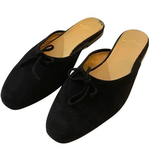 Ann Mashburn Damenschuhe 37 US 6,5 schwarz Wildleder Joy Pantoletten Schleife Luxus Slide - Bild 1 von 5
