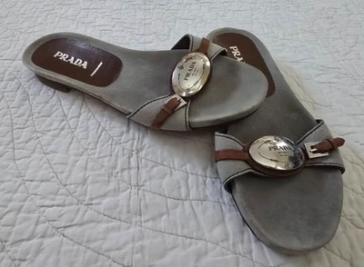 Prada Sandalias Mujer Cuero con Logotipo Metal Talla/36 Foto 1 de 4