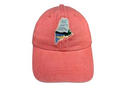 MAINE State-Outline Rosa SOMBRERO DE BÉISBOL AL AIRE LIBRE Caminata Caza Pesca Correa de Cuero Foto 1 de 4