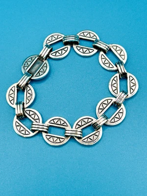 James Avery Retired 925 Silver Southwestern Mayan Ethnic Triangular DiskBracelet - Image 1 of 4