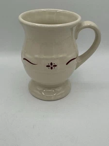 Longaberger Pottery Grandmug Pedestal Latte/ Coffee Cup Woven Traditions Red VTG - Picture 1 of 7