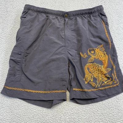 Pantalones Cortos de Natación Tommy Bahama Para Hombres Grandes Gris Koi Pez Nylon Malla Forrados Foto 1 de 4