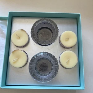 Tiffany & Co New Atlas Crystal Votive Set w/4 Original Scented Candles RARE! - Picture 1 of 14