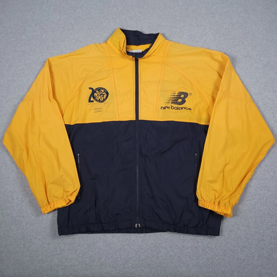 Chaqueta cortavientos vintage Chicago Marathon para hombre XL amarilla azul New Balance años 90 Foto 1 de 4
