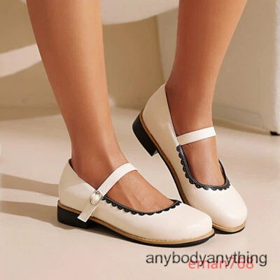 Womens Comfort Flats Low Heels Shoes Round Toe Mary Jane Casual Pumps Buckle SZ - Image 1 of 4