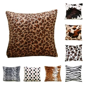 Velvet Leopard Zebra Square Cushion Cover Home Sofa Car Throw Pillow Case 17'' - Picture 1 of 14