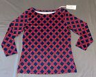 NWT Vineyard Vines boatneck red & blue 3/4 sleeve Top size S Small