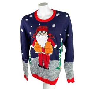 Jolly Pullover Weihnachten Cool Chillin Santa Nylon Weste Medium Pullover Neu mit Etikett - Bild 1 von 6