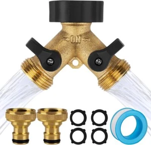 Doppelanschluß 2 Wege Wasserhahn Fitting Wasserrohr Y-Verteiler 3/4" Kupplung - Bild 1 von 16