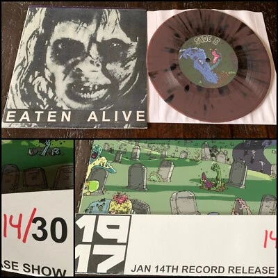 EATEN ALIVE s/t 7" Vinyl Record Release #d-Guns Up! cold world have heart - Image 1 of 4