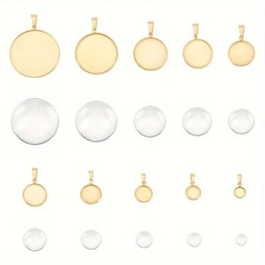 1Box 40Pcs DIY Blank Dome Pendant Making Kit Including Flat Round Stainless - Picture 1 of 8