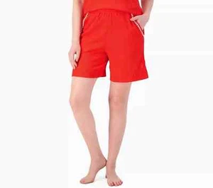 Cuddl Duds Crepe Knit Resort Corto-Rojo Sandía-1X-NUEVO-A586202 - Imagen 1 de 2