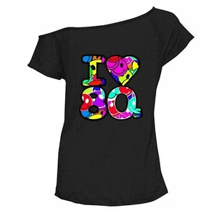 Ladies Woman's Multi I Love the 80s Fancy Dress Hen Party Retro T-Shirt Top 8-26 - Picture 1 of 4