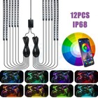 12PCS Motorcycle RGB LED Strip Light Under Glow Neon Kit Bluetooth APP Control
