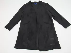 Apt. 9 Women's Size Large Black Velvety Long-Sleeve Long Overcoat Jacket - Picture 1 of 14