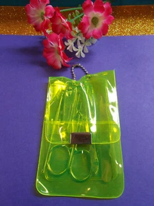 METAL PEDICURE SET IN PLASTIC POUCH WITH SNAP - 5 PIECE SET - YELLOW COLOR POUCH - Picture 1 of 16