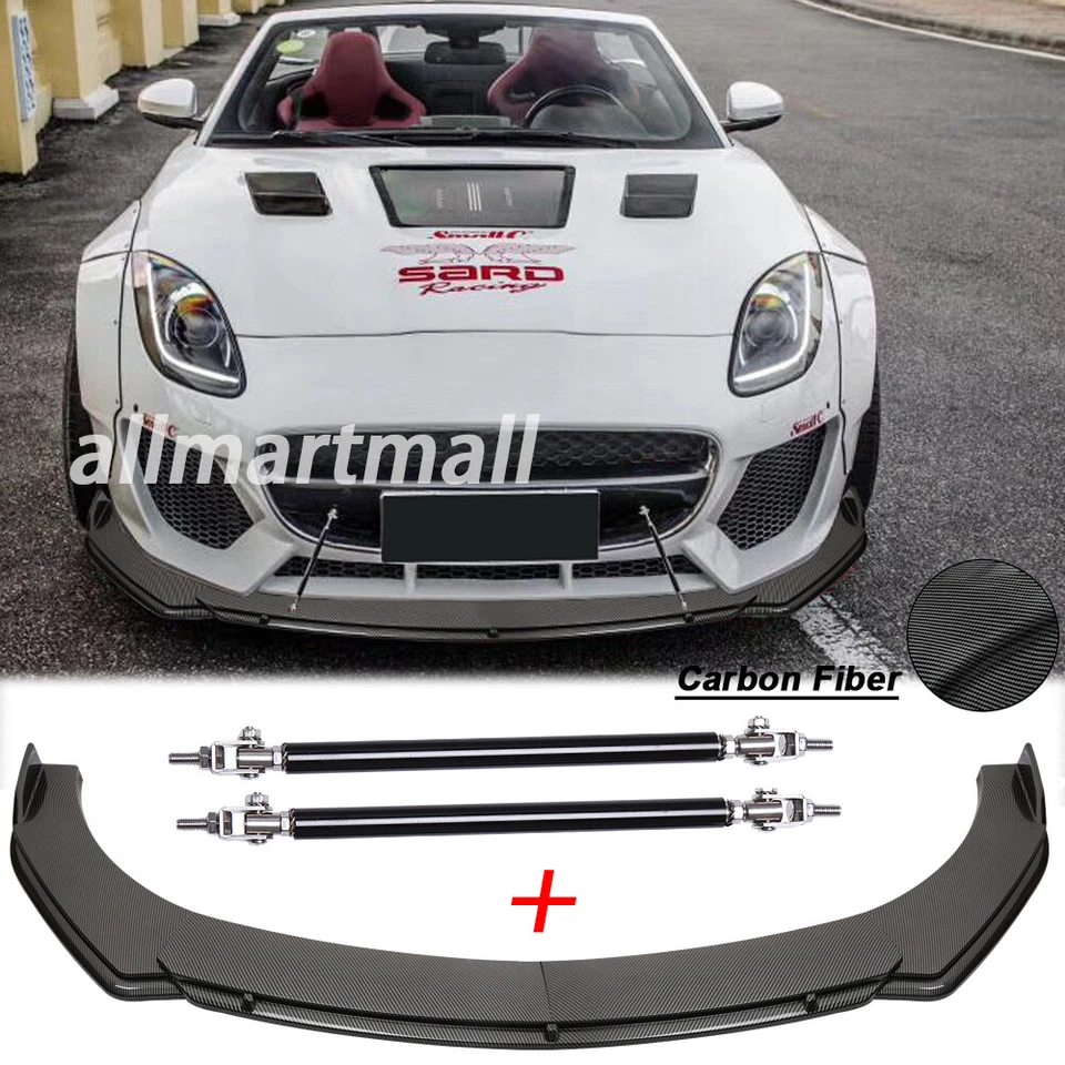 Fibra de carbono parachoques delantero divisor de labios varillas de puntal para Jaguar F tipo XE XF XJ Foto 1 de 4