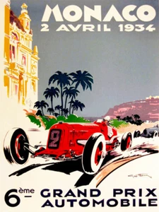 Großer Preis von Monaco Rennen 1934 - Werbe-Werbeplakat - Bild 1 von 1