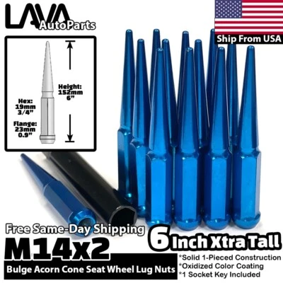 Porca 32x 6" azul 14x2 ajuste Ford Excursion 99-02 F250 05-07 F350 Dually - Imagem 1 de 4