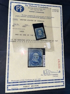 US #86 1c BENNY BOY E GRILL MASS MA CANCEL VF/XF DEEP BLUE 1867 STAMP + PF CERT - Picture 1 of 24