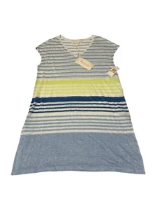 NWT Vince Camuto $69 Sz Small Striped 100% Linen Shirt Top Short Sleeve #N8-1 - Picture 1 of 8