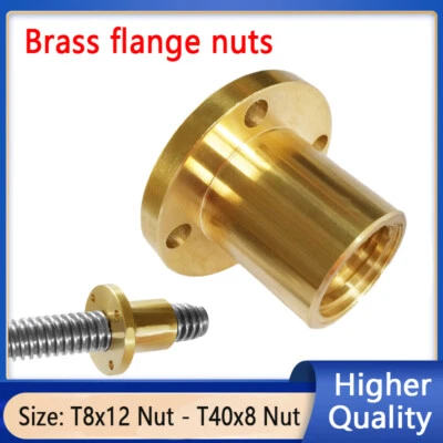 T8-T40 Round Flange Trapezoidal Right-Hand Threaded Nut Brass Nuts Pitch 1-14mm - Image 1 of 4