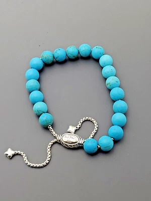 David Yurman Sterling Silver Women's Spiritual Turquoise Bead Bracelet - Image 1 of 4