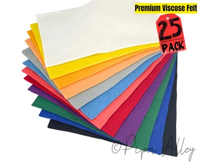 Bulk Viscose Felt Sheets 25 Pack | Rainbow Mixed Colors | 9x12" Craft Felts Soft - Image 1 of 4