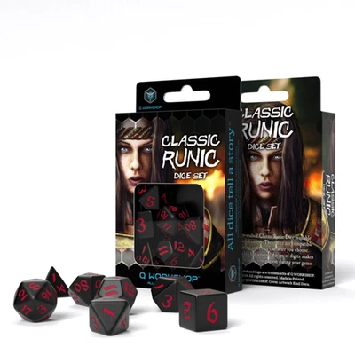Juego De Dados Clásico Rúnico Negro Y Rojo Para Juegos De Rol Q-Workshop NUEVO - Imagen 1 de 2