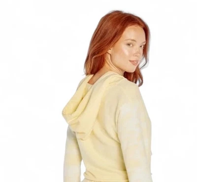 Sudadera con Capucha Recortada Amarilla Wildfox “Broken Dreams” Talla Grande Nueva con Etiquetas Foto 1 de 4