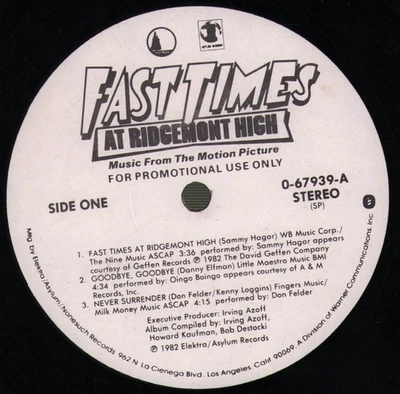 Various Artists Fast Times At Ridgemont High • Music From the Motion Picture LP - Image 1 of 2