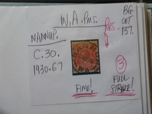 WEST AUSTRALIA POSTMARK ON GEORGE V STAMP- NANNUP C.30 ON 2d RED - Picture 1 of 1