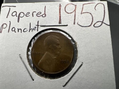 1952 P 1c Lincoln Wheat Cent Coin Tapered PLANCHET Error Fine Circ - Image 1 of 4