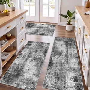 Kitchen Rugs Sets of 3 Non-Slip Washable Kitchen Mats for Floor, Abstract Kit... - Picture 1 of 9