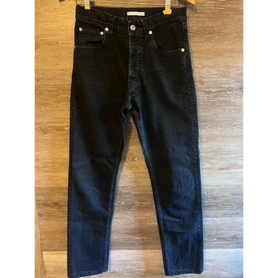 Jeans Helmut Lang preto escuro Lo cigarro pernas retas tamanho 26 feminino 29 masculino - Imagem 1 de 4