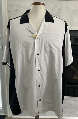 Camisa retrô Hilton Bowing tamanho 2XL masculina branca preta algodão poli botão para cima sopranos - Imagem 1 de 4