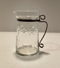 Vase pichet vintage en verre gravé transparent poignée en métal crème sirop de lait expresso