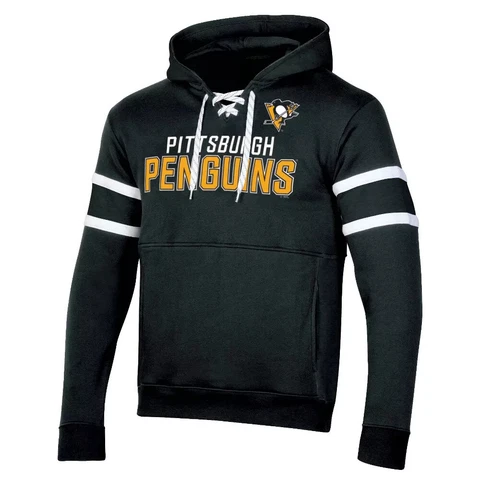Pittsburgh Penguins NHL Men's Black Long Sleeve Sweatshirt Hoodie with Lace: XL Cover