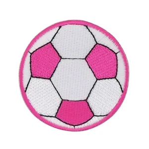 ae39★Fútbol Rosa Rosa Pelota Parche Imagen Planchado Parche Aplicación 5,5 x 5,5 cm - Imagen 1 de 8