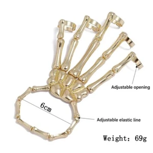 Gold Halloween Bracelet Skeleton Bangle Bracelet Jewelry Punk Ghost Hand Ring - Picture 1 of 6