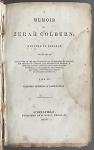 First Edition A Memoir of Zerah Colburn G. and G. Merriam 1833 - Imagen 1 de 8